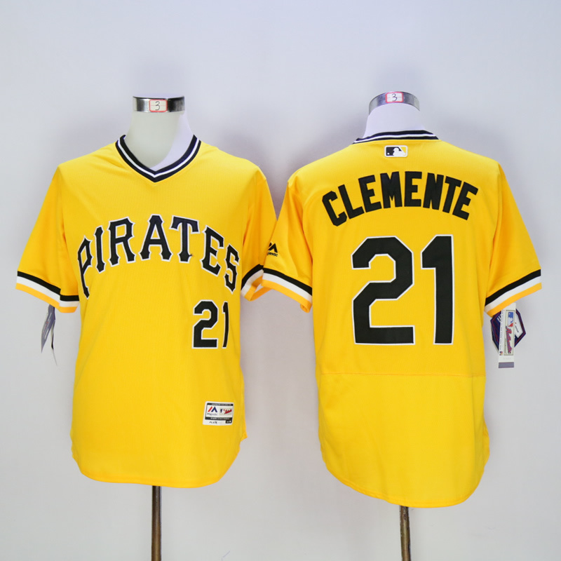 Men Pittsburgh Pirates #21 Clemente Yellow Elite MLB Jerseys->->MLB Jersey